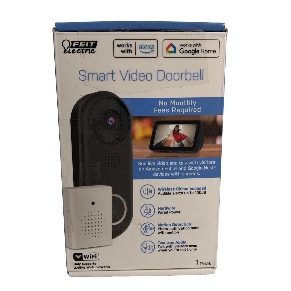 Feit Electric CAM/DOOR/WIFI Smart Doorbell Camera, 130 deg Viewing ShelfA